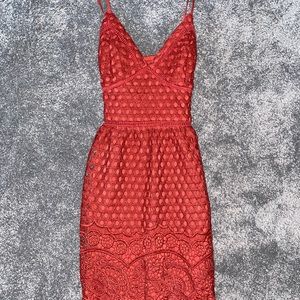 red crochet dress